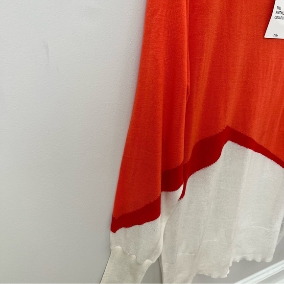 Zara Knit Colorblock Viscose Blend Tunic Sweater Lightweight Orange Ivory Fall S - Picture 6 of 12